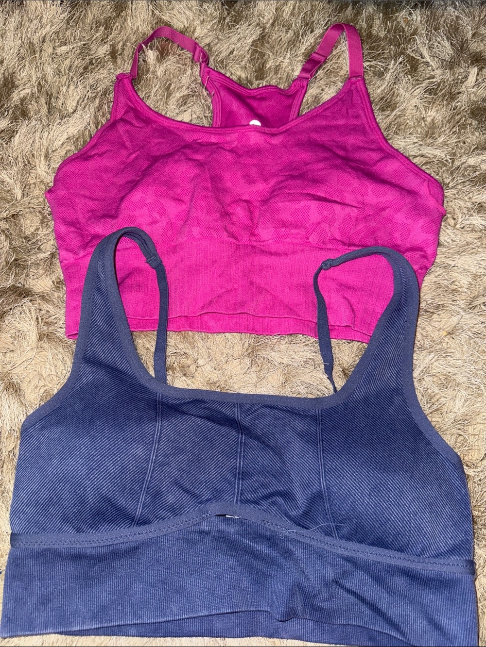 Women’s Seamless Racerback Bralette - Pink and Navy - Picture 2 of 6